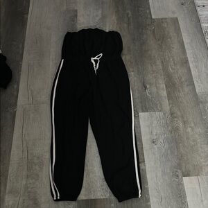 Black Kids Jogger Pants with White Stripes